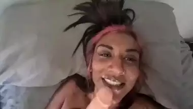 Up close POV tattooed Indian slut dildo sucking and cowgirl fucking | dirty talking