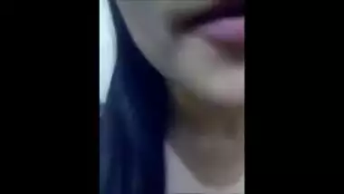 Indian girlfriend exposes her giant boobs and pink twat for boyfriend