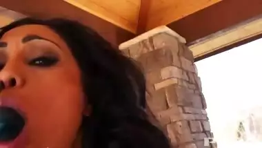 Outside with Indian MILF Goddess naked Priya Rai and her giant glass toy