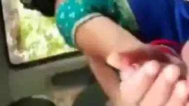 Cheating wife sucking cock in car outdoor